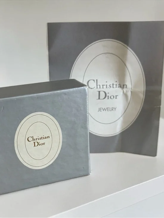 Authentic Christian Dior Silver Crystal and Cream Pearl Drop Post Earrings! COA! - Picture 5 of 8